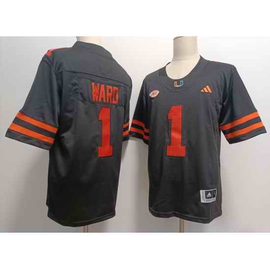 Miami Hurricanes #1 Cam Ward Black