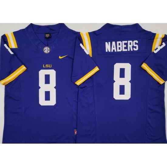 Men LSU Tigers #8 Malik Nabers Purple Stitched NCAA Jersey
