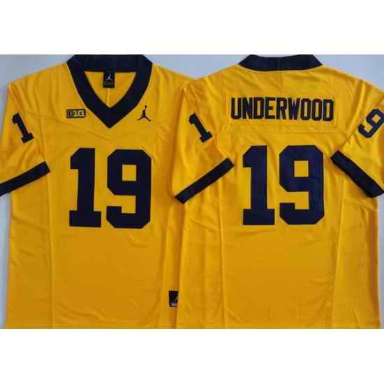 Men Michigan Wolverines Yellow #19 Bryce UNDERWOOD Stitched NCAA Jersey