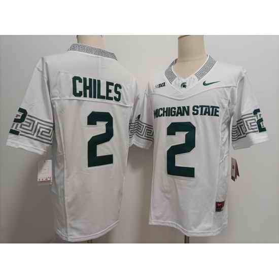 Michigan State Spartans #2 Aidan Chiles White  F U S E Jersey