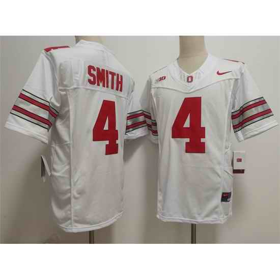 Men Ohio State Buckeyes  4 Jeremiah Smith White F U S E  Limited Stitched Jersey