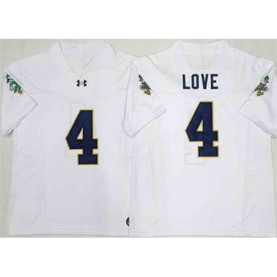 Men Notre Dame Fighting Irish 4 Jeremiyah Love White F U S E Limited Stitched Jersey