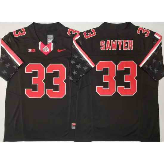 Men Ohio State Buckeyes Black #33 Jack SAWYER Black Stitched F U S E NCAA Jersey