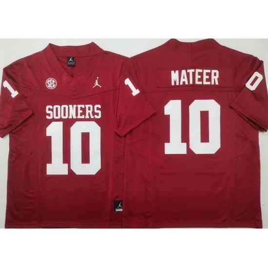 Men Oklahoma Sooners Red #10 John MATEER Stitched F U S E NCAA Jersey