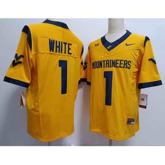 West Virginia Mountaineers #1 Jahiem White  Gold Jersey