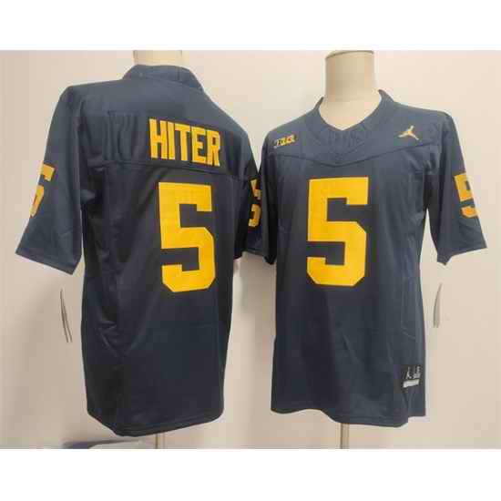 Men Michigan Wolverines 5 Savion Hiter Navy 2025 F U S E Stitched Jersey