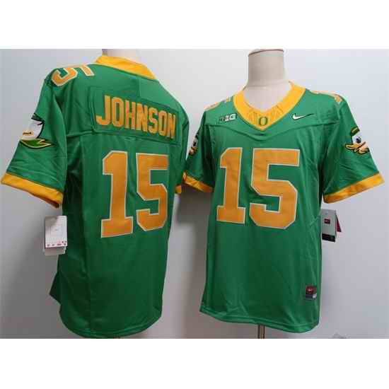 Men Oregon Ducks 15 Tez Johnson Green 2024 F U S E  Stitched Jersey