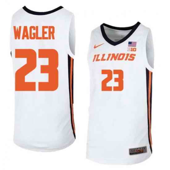 Men's #23 Keaton Wagler Illinois Fighting Illini College Basketball Jersey White Alternate
