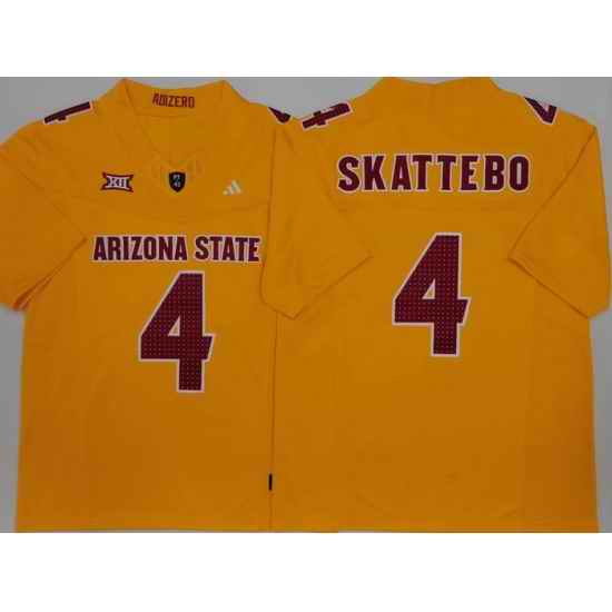 Men Arizona Sun Devils Yellow #4 Cam SKATTEBO White Stitched F U S E NCAA Jersey