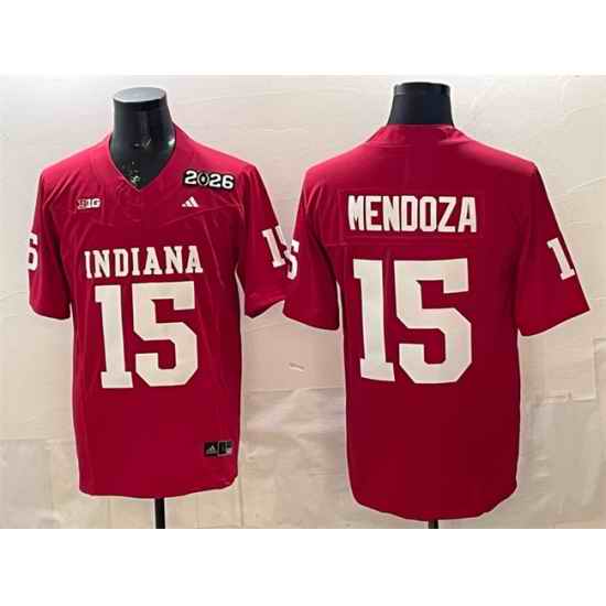 Men Indiana Hoosiers 15 Fernando Mendoza Red F U S E  2026 Patch Stitched Basketball Jersey
