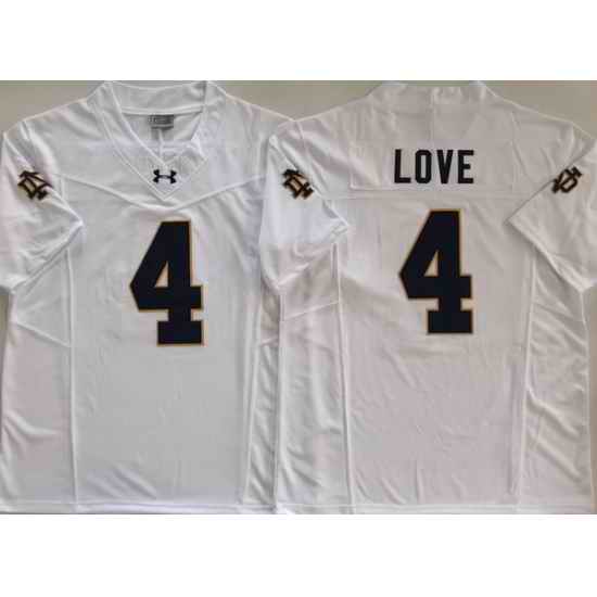 Men Notre Dame Fighting Irish #4 Love White Stitched NCAA Jersey