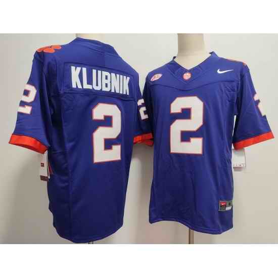 Men Clemson Tigers Purple #2 Cade Klubnik Stitched F U S E NCAA Jersey II