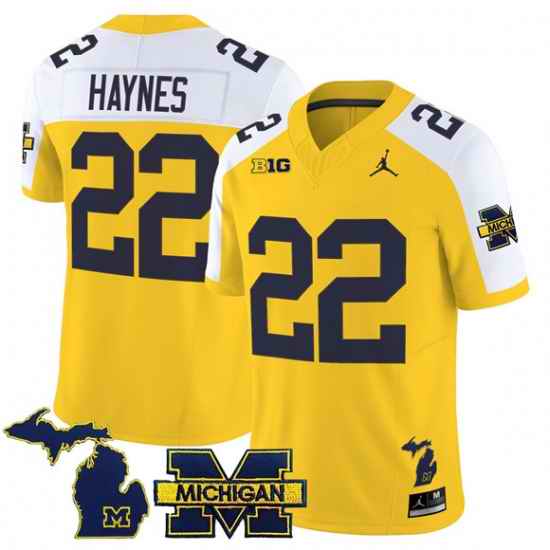 Men Michigan Wolverines  22 Justice Haynes Maize Alternate F U S E  2025 Vapor Limited Stitched Football Jersey
