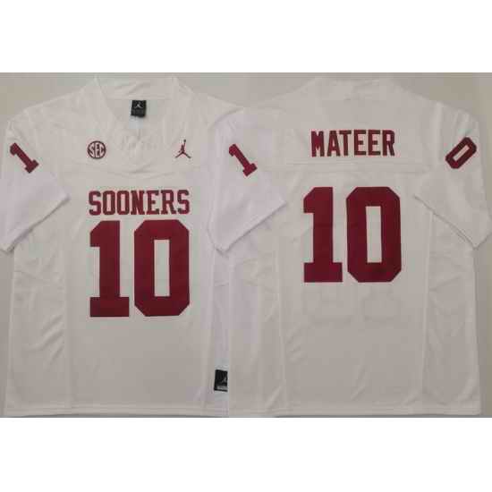 Men Oklahoma Sooners White #10 John MATEER Stitched F U S E NCAA Jersey