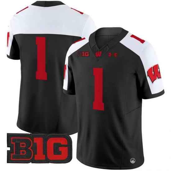 Men Youth Wisconsin Badgers 1 Team Black Alternate 2024 Vapor Limited Jersey All Stitched
