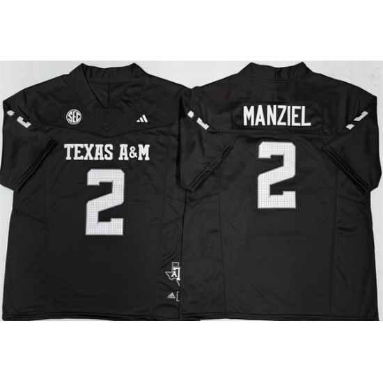 Men Texas A 26M Aggies Lions 2 Johnny Manziel Black 2025 F U S E  Stitched Jersey