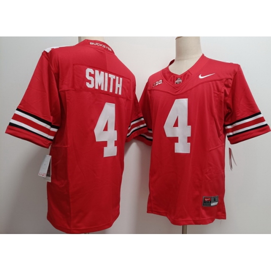 Men Ohio State Buckeyes Jeremiah Smith #4 Red F U S E Stitched NCAA Football Jersey