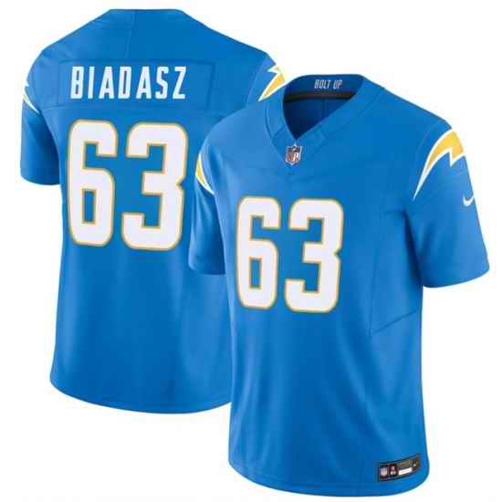 Men Los Angeles Chargers  63 Tyler Biadasz Blue 2026 F U S E  Vapor Limited Stitched Football Jersey