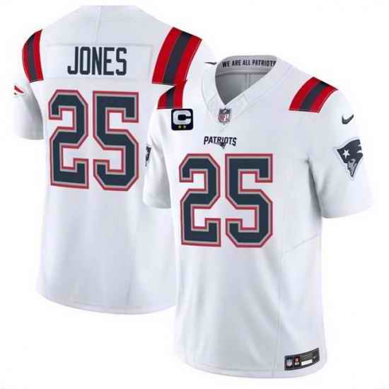 Men New England Patriots 25 Marcus Jones White 2026 F U S E 2 Star C Pach Vapor Limited Stitched Football Jersey