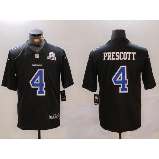 Men Dallas Cowboys 4 Dak Prescott Black Throwback With 1960 Patch Vapor Untouchable Limited Stitched Football Jersey