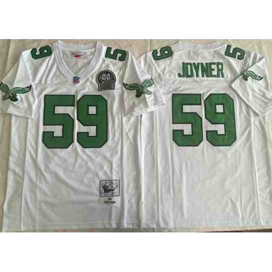 Men Philadelphia Eagles 59 Seth Joyner White Throwback Stitched Football Jersey
