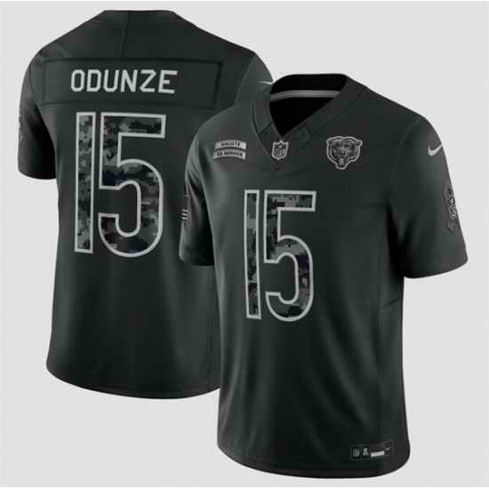 Men Chicago Bears 15 Rome Odunze Black F U S E 2026 Salute to Service Limited Stitched Football Jersey