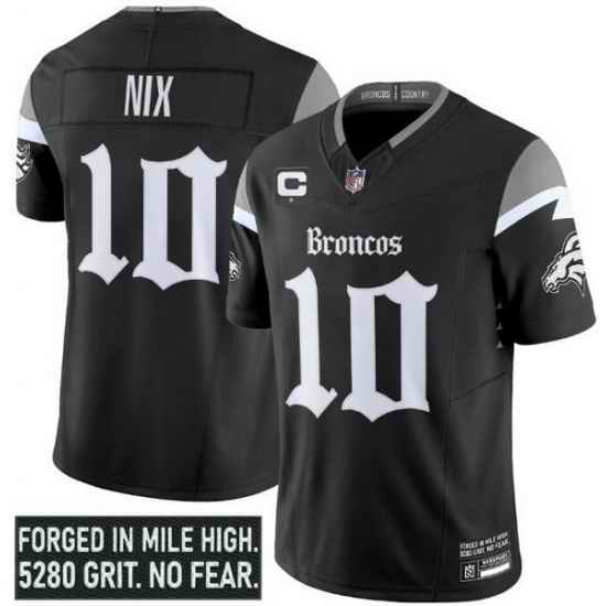Men Denver Broncos Active Player Custom Black 2025 F U S E  With 1 Star C Patch Gothic Mile High Shadows Edition Vapor Limited Stitched Football Jersey