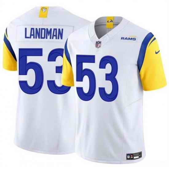 Men Los Angeles Rams 53 Nate Landman White 2025 F U S E  Vapor Untouchable Stitched Football Jersey