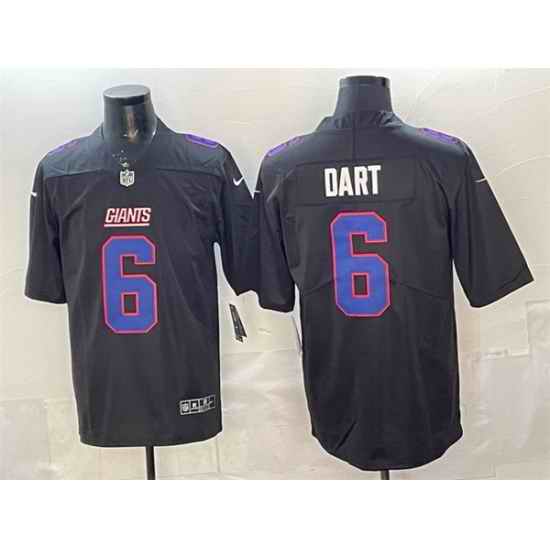 Men New York Giants 6 Jaxson Dart Black Fashion Vapor Untouchable Limited Stitched Football Jersey