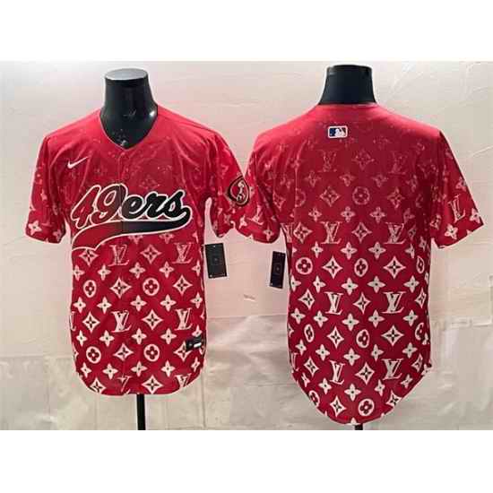 Men San Francisco 49ers Blank Red Limited Stitched Baseball Jersey