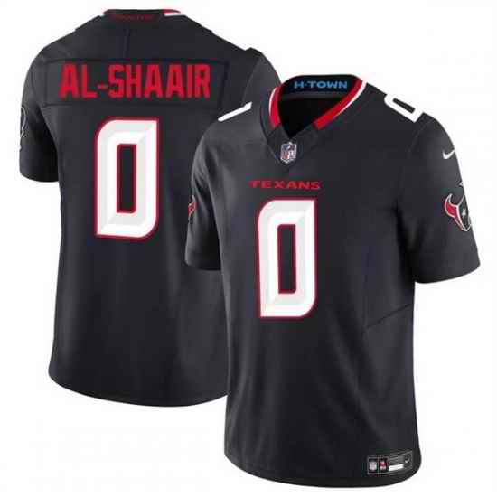 Men Houston Texans 0 Azeez Al Shaair Navy 2025 F U S E  Vapor Limited Stitched Football Jersey