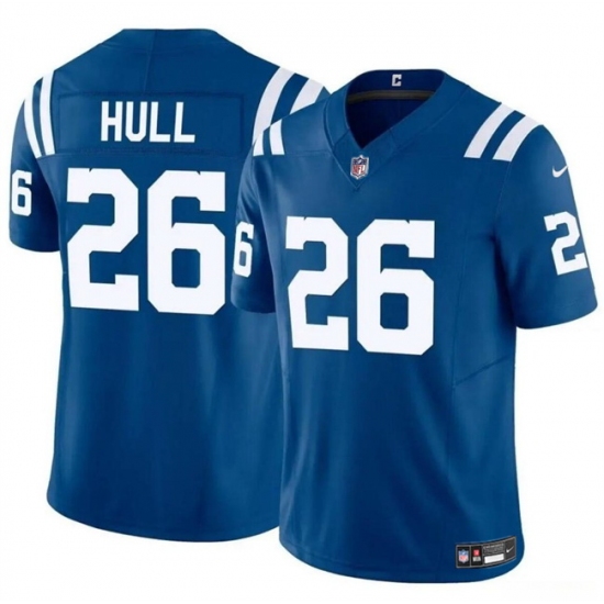 Men Indianapolis Colts 26 Evan Hull Blue 2024 F U S E  Vapor Limited Stitched Football Jersey