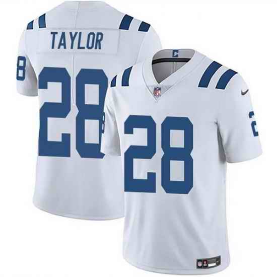 Men Indianapolis Colts 28 Jonathan Taylor White Vapor Limited Stitched Football Jersey