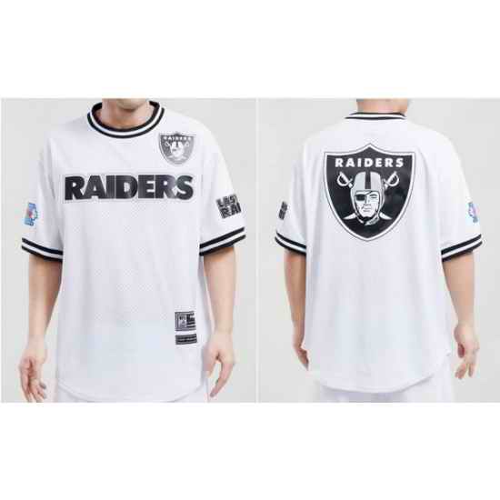 Custom MEN NFL Las Vegas Raiders LOGO CLASSIC MESH BUTTON UP SHIRT White