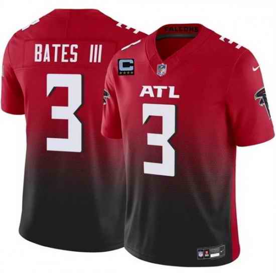 Men Atlanta Falcons 3 Jesse Bates III Red Black 2025 F U S E With 4 Star C Patch Vapor Untouchable Limited Stitched Football Jersey
