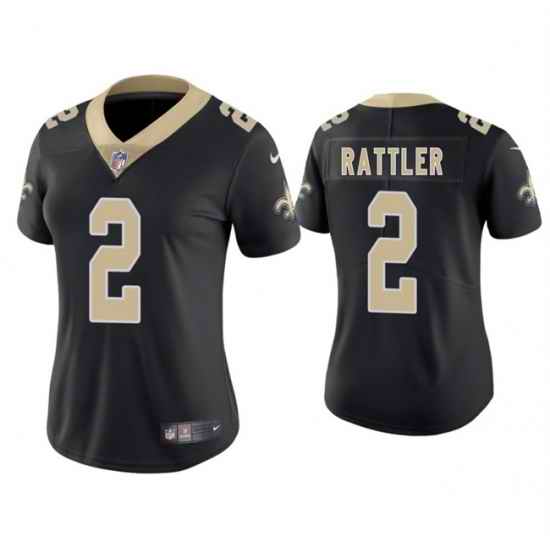 Women New Orleans Saints 2 Spencer Rattler Black 2025 Vapor Stitched Game Jersey