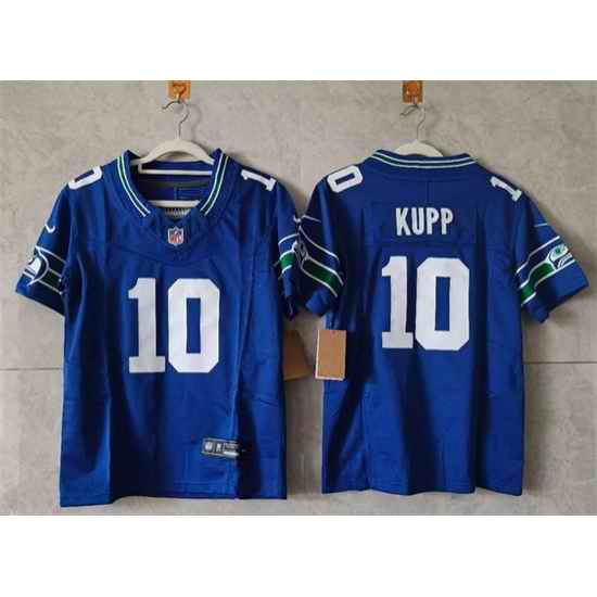 Women Seattle Seahawks 10 Cooper Kupp Royal 2024 F U S E Throwback Vapor Limited Stitched Football Jersey