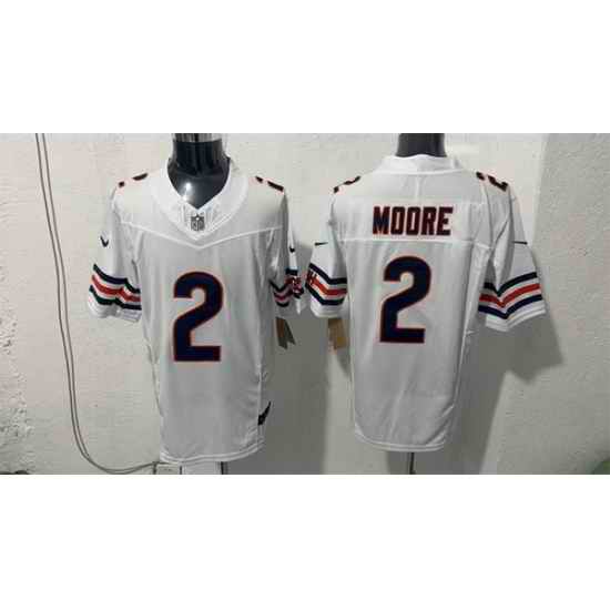 Men Chicago Bears 2 D J Moore White 2026 F U S E Vapor Untouchable Limited Stitched Football Jersey