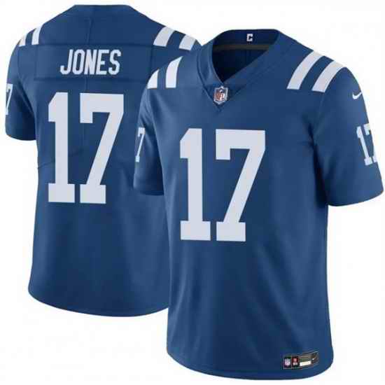 Men Indianapolis Colts 17 Daniel Jones Blue Vapor Limited Stitched Football Jersey