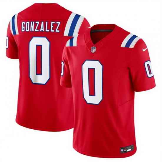 Men New England Patriots 0 Christian Gonzalez Red 2026 F U S E Vapor Limited Stitched Football Jersey