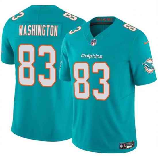 Men Miami Dolphins 83 Malik Washington Aqua 2024 F U S E Vapor Limited Stitched Football Jersey