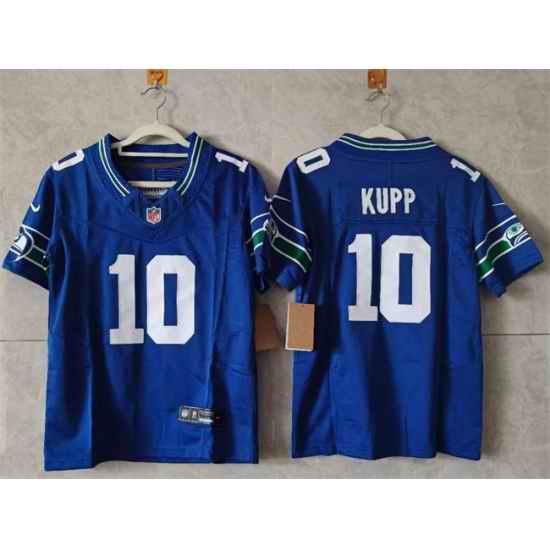 Youth Seattle Seahawks 10 Cooper Kupp Royal 2024 F U S E Throwback Vapor Limited Stitched Football Jersey
