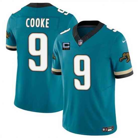Men Jacksonville Jaguars 9 Logan Cooke Teal 2025 F U S E  With 3 Star C Patch Prowler Throwback Vapor Limited Stitched Football Jersey