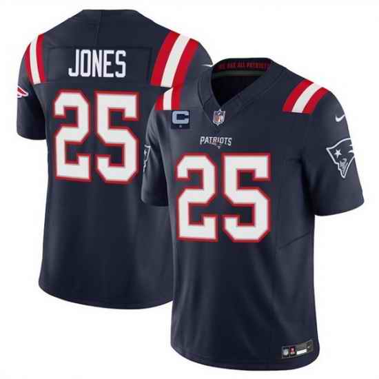 Men New England Patriots 25 Marcus Jones Navy 2025 F U S E  With 1 Star C Patch Vapor Limited Stitched Football Jersey