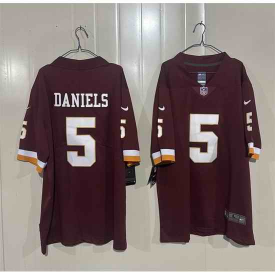 Men Washington Commanders  5 Jayden Daniels Burgundy 2026 Vapor Limited Stitched Football Jersey
