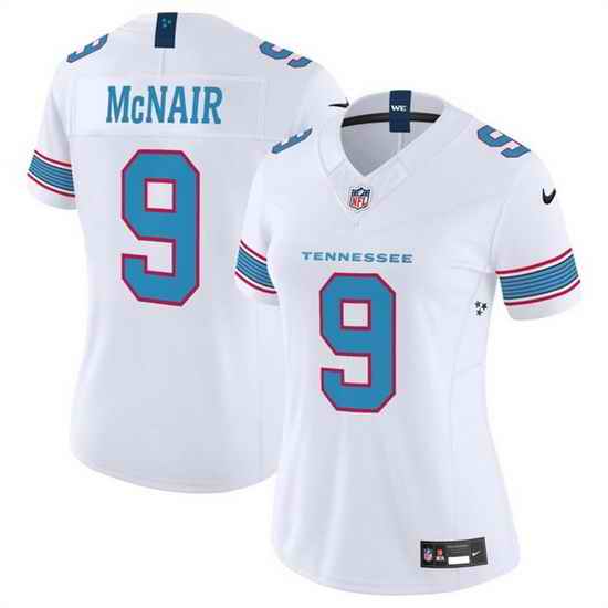 Women Tennessee Titans  9 Steve McNair White 2026 F U S E  Vapor Limited Stitched Football Jersey