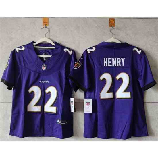 Women Baltimore Ravens 22 Derrick Henry purple Vapor Football Jersey