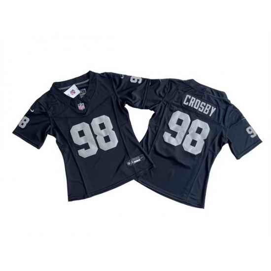 Women Las Vegas Raiders 98 Maxx Crosby Black F U S E Vapor Stitched Jersey
