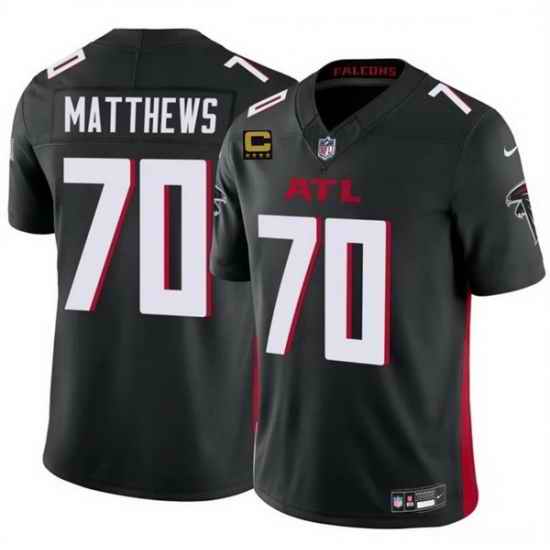Men Atlanta Falcons 70 Jake Matthews Black 2025 F U S E With 4 Star C Patch Vapor Untouchable Limited Stitched Football Jersey