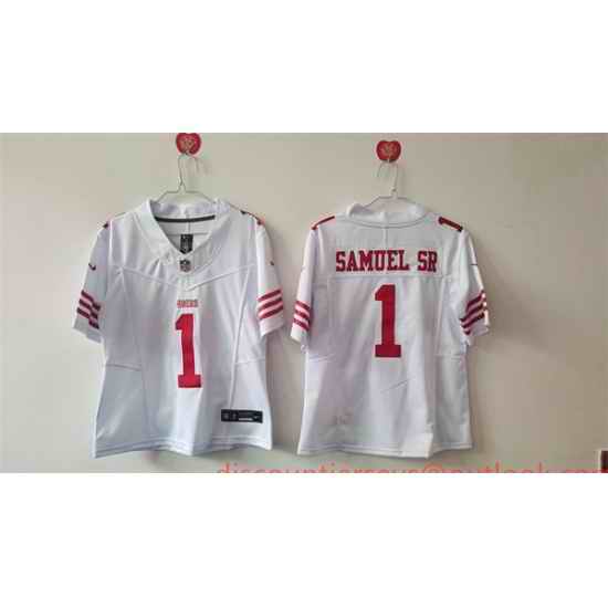 Women San Francisco 49ers 1 Deebo Samuel Sr  White F U S E Vapor Untouchable Stitched Jersey
